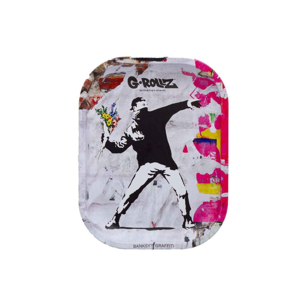 Small Tray 14×18 cm – Banksy’s Graffiti ‘Flower Thrower Alt’